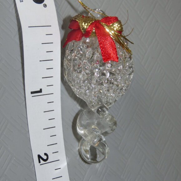 Vtg Clear Spun Glass Crystal Oval Pinecone Shape Hanging XMAS Ornament - Picture 8 of 10